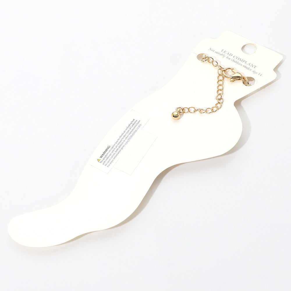 Hand Dangle Metal Link Anklet Fashion Statement Chain Anklet for Women Trendy Gold Tone Layered Ankle Bracelet Summer Jewelry