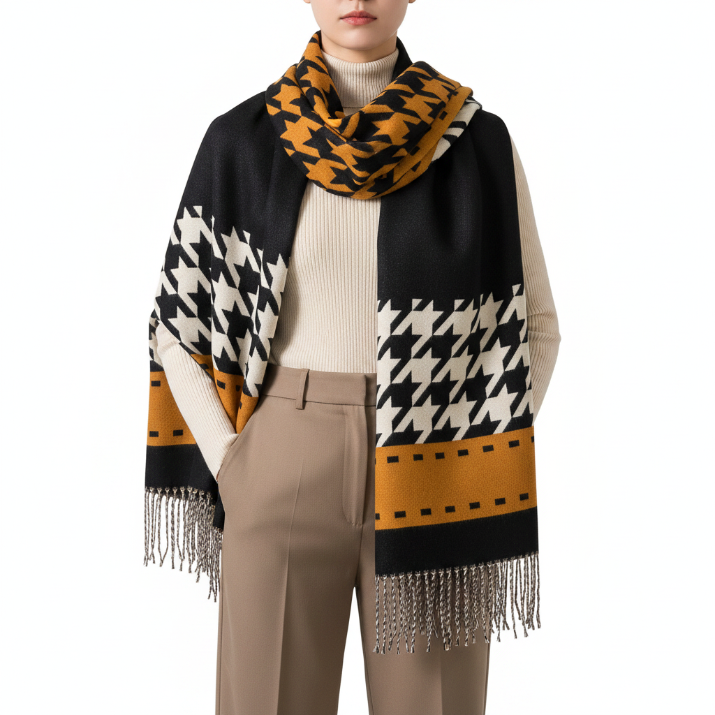 Houndstooth Scarf Draped
