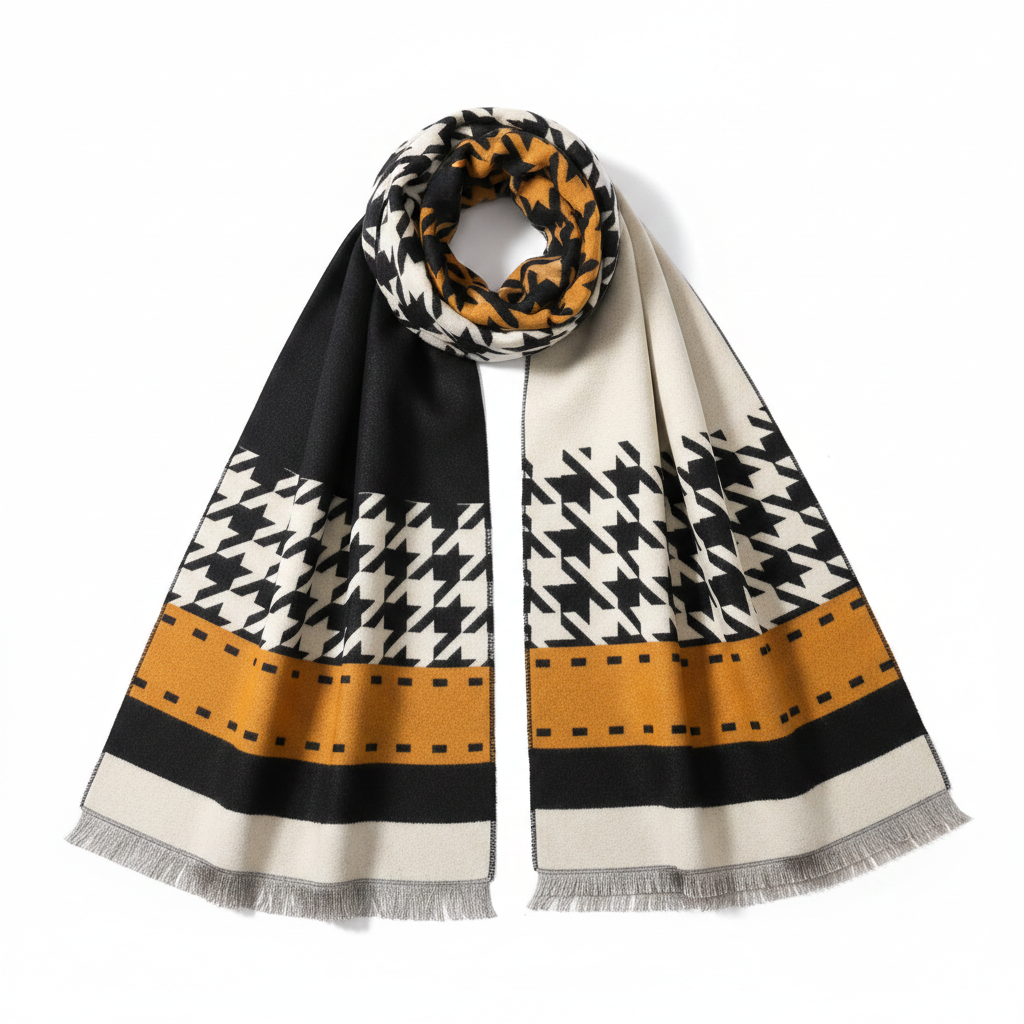 Houndstooth Scarf Flat Lay
