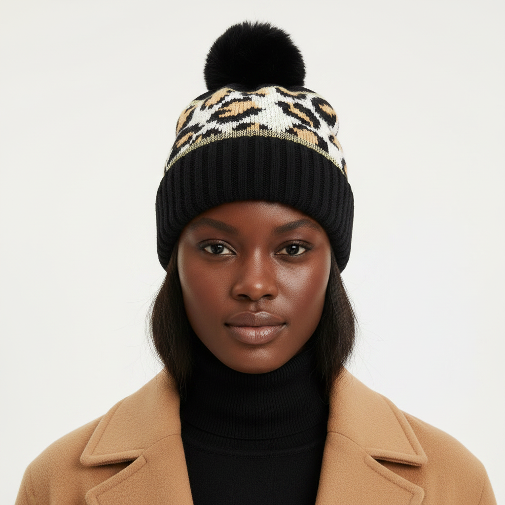 Leopard Beanie – Front Lifestyle