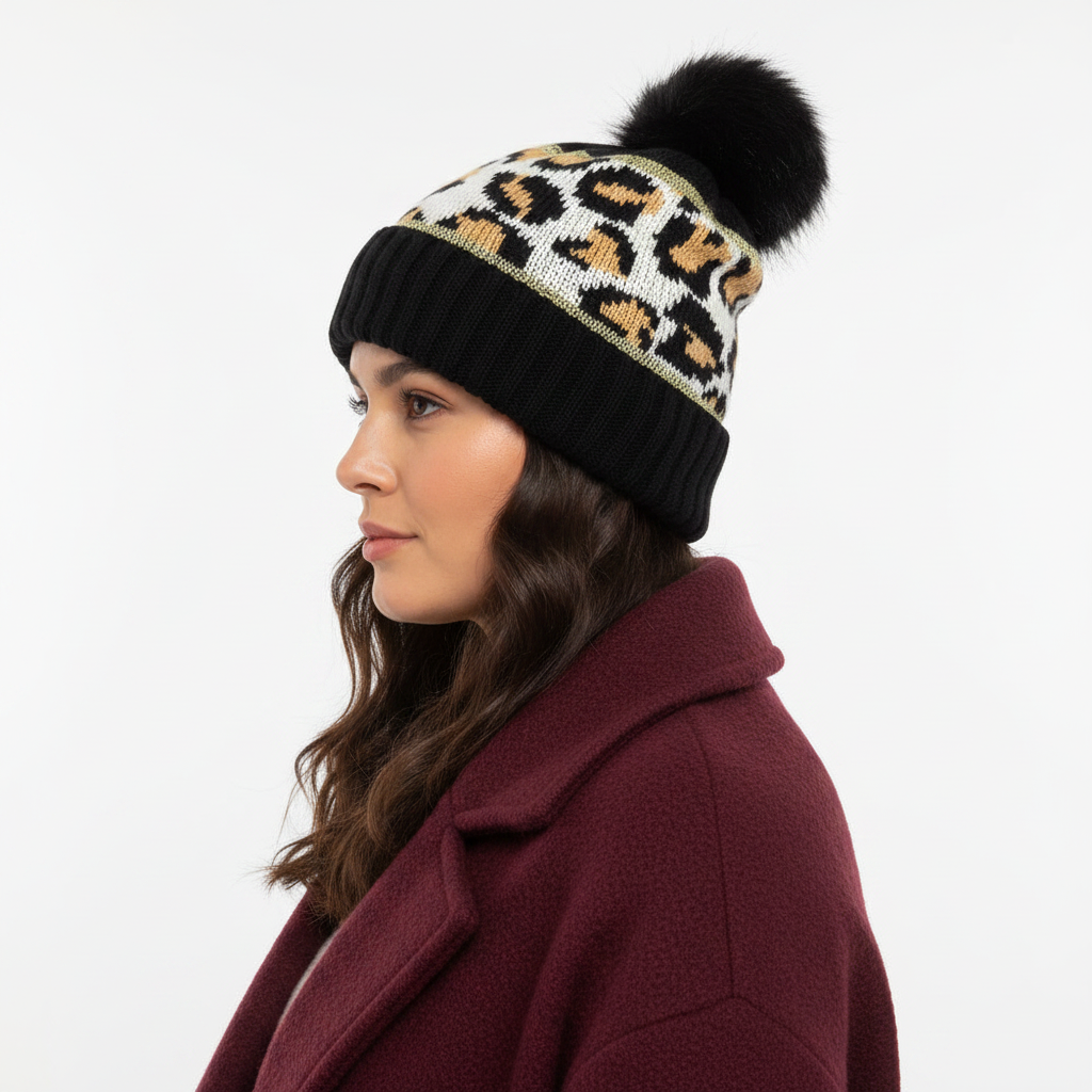 Leopard Beanie – Side Lifestyle