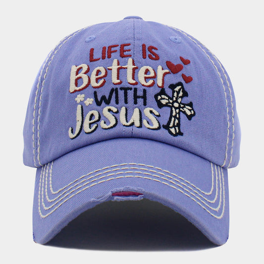 Life Is Better with Jesus Vintage Baseball Cap Adjustable Hat