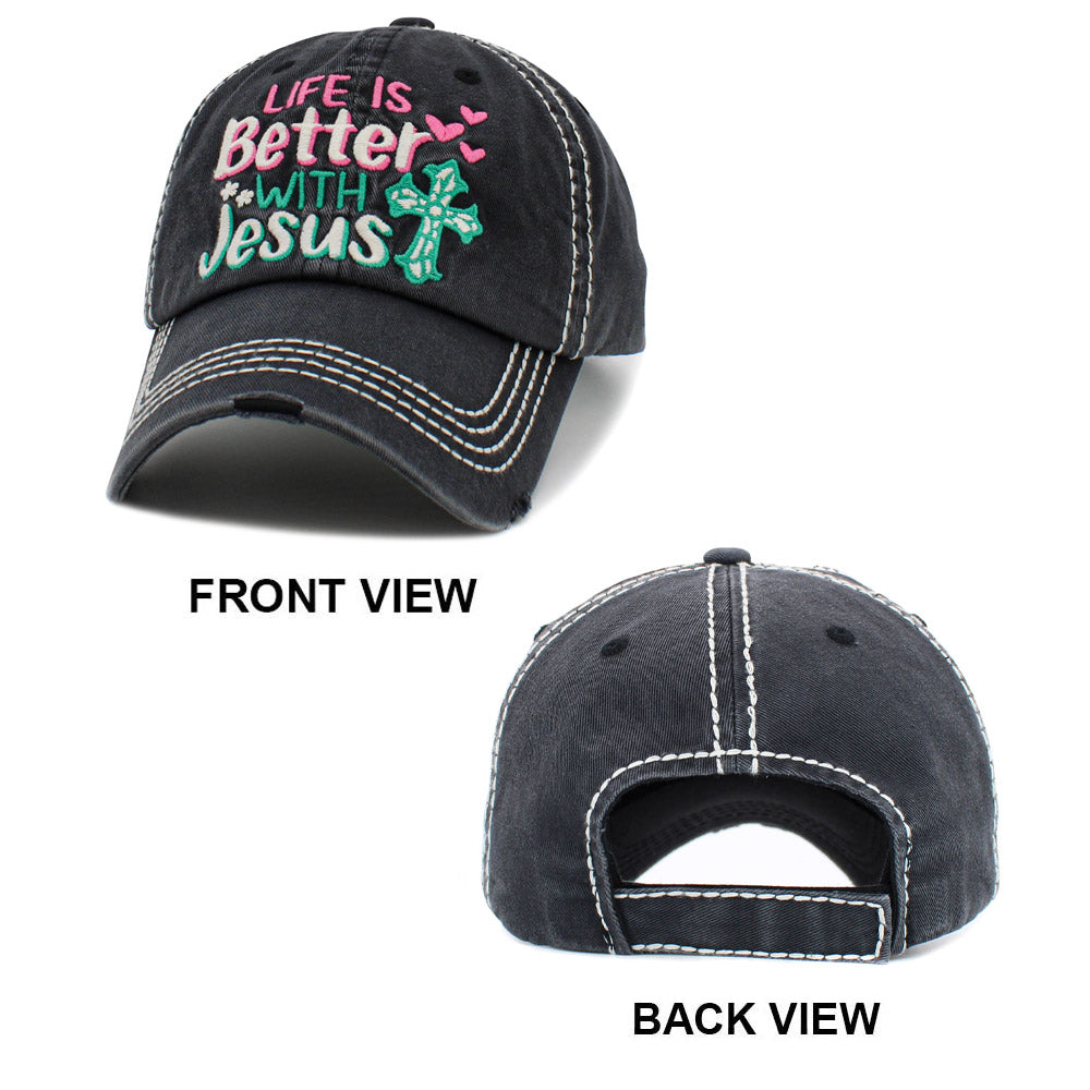 Life Is Better with Jesus Vintage Baseball Cap Adjustable Hat