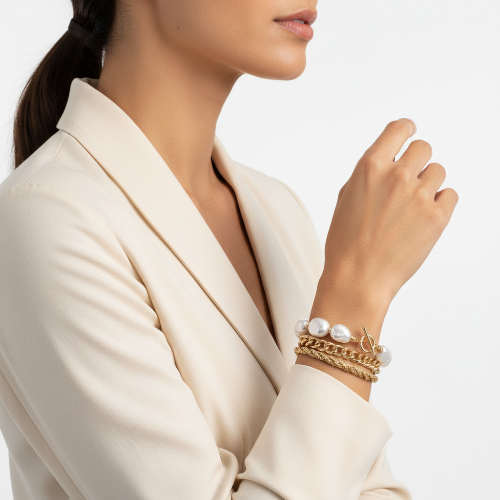 Lifestyle Side – Baroque Pearl Bracelet Set