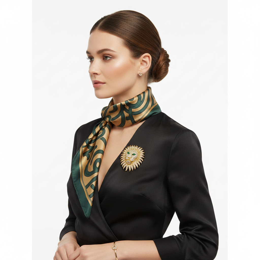 Lion Head Brooch – Side Lifestyle