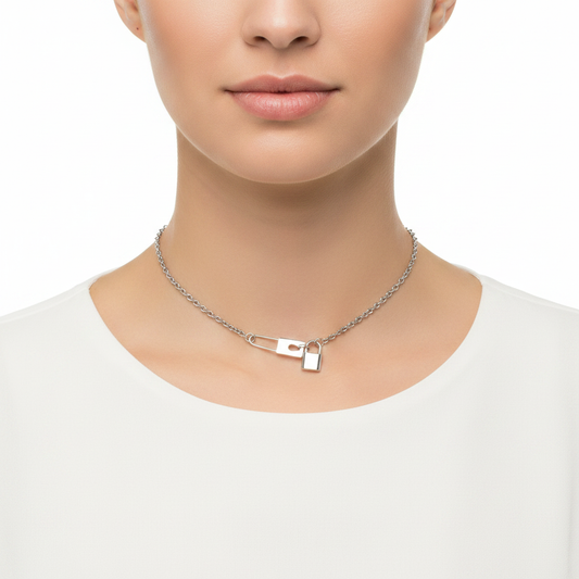 Lock Pendant Necklace — Front