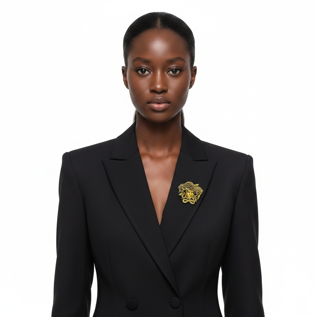 Medusa Brooch Front Lifestyle