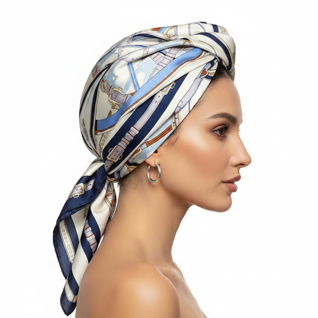 Navy Blue Scarf Side