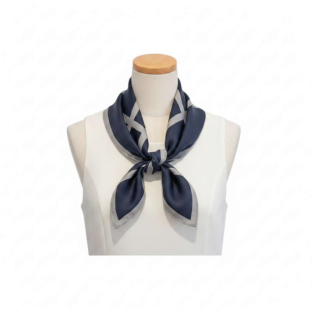 Navy Gray Scarf – Neckerchief White BG
