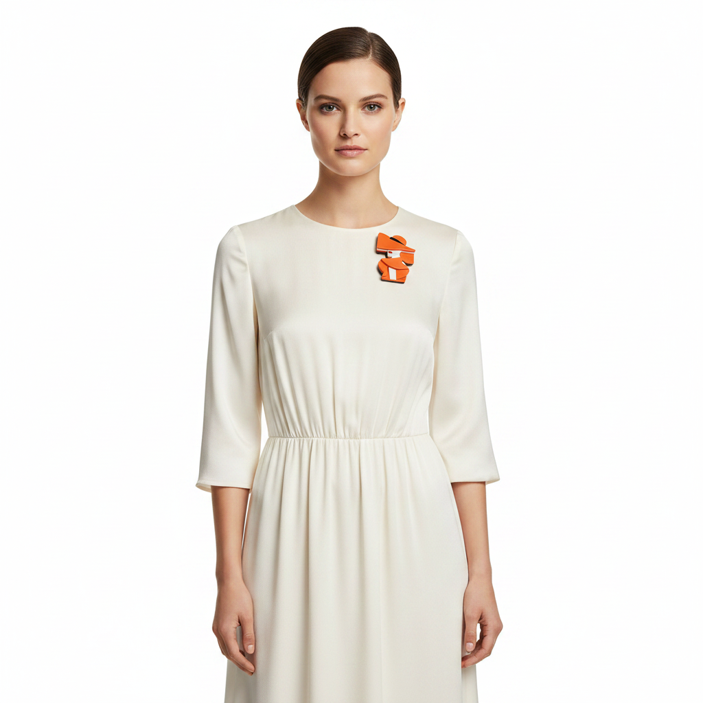 Orange on silky dress - front