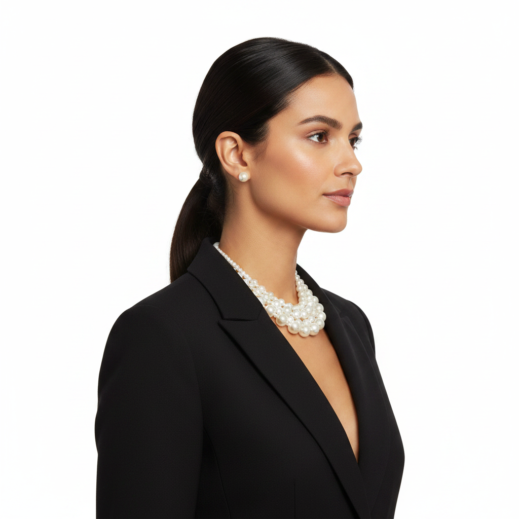 Pearl Bib Necklace Set - Side Lifestyle