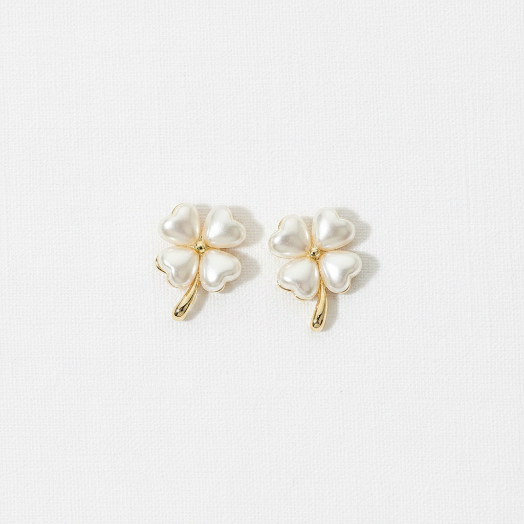 Pearl Clover Studs - Flat Lay