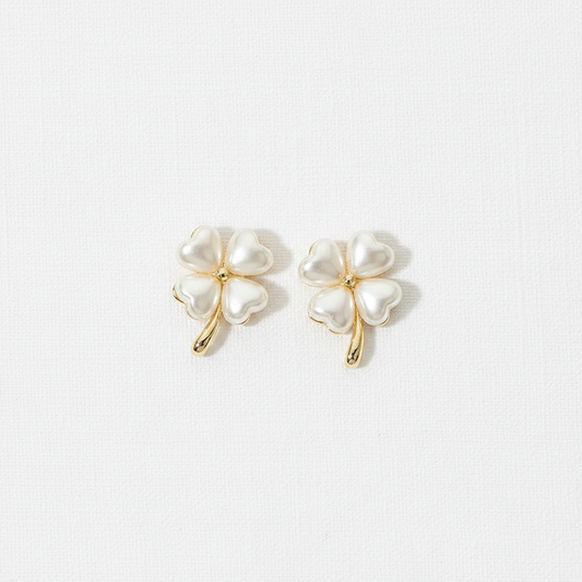 Pearl Clover Studs - Flat Lay