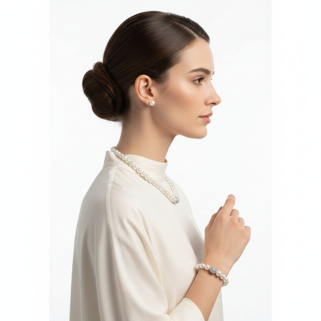 Pearl Jewelry Set – Side Lifestyle