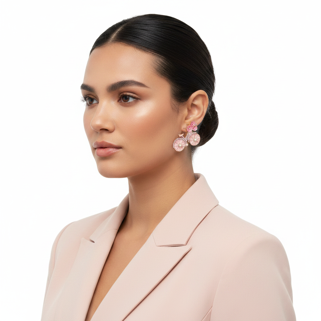 Pink Bicycle Earrings - Side Lifestyle