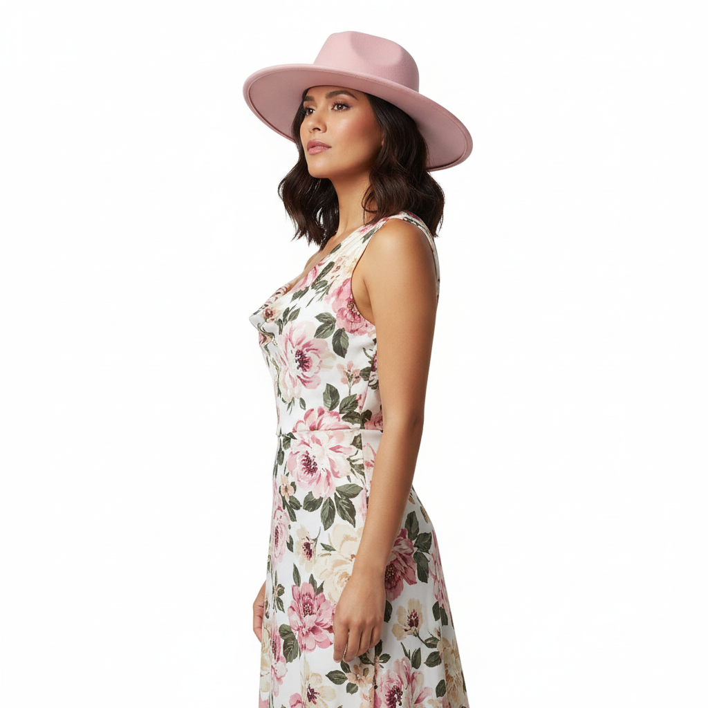 Pink Fedora Side Lifestyle