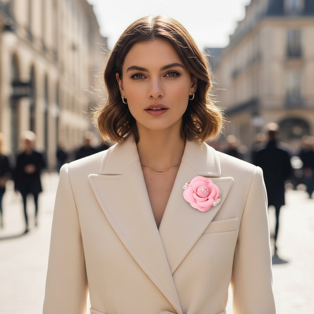 Pink Felt Rose Brooch – Coat Lapel