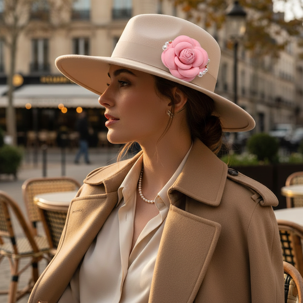 Pink Felt Rose Brooch – Hat