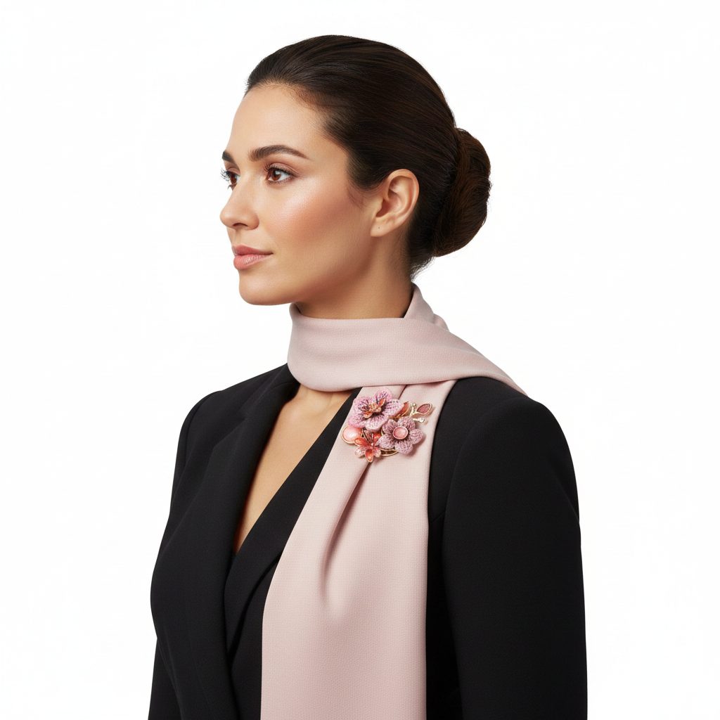 Pink Floral Brooch Lifestyle Side