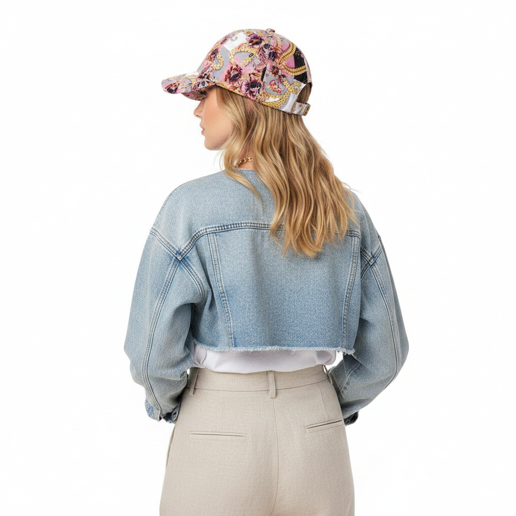 Pink Floral Chain Cap – Back