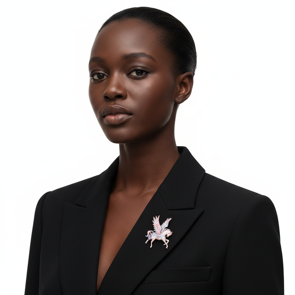 Pink Pegasus Brooch Front