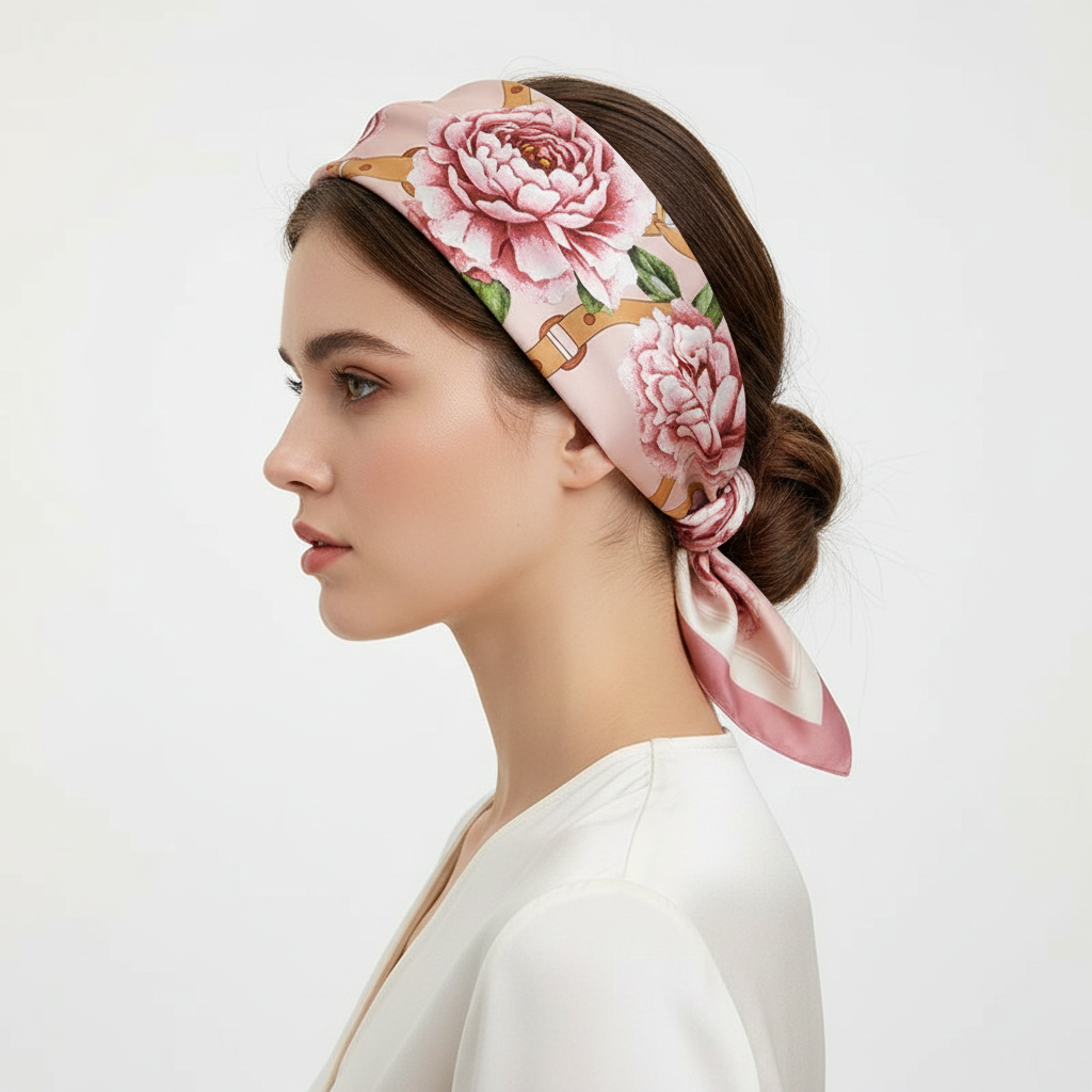 Pink peony head wrap