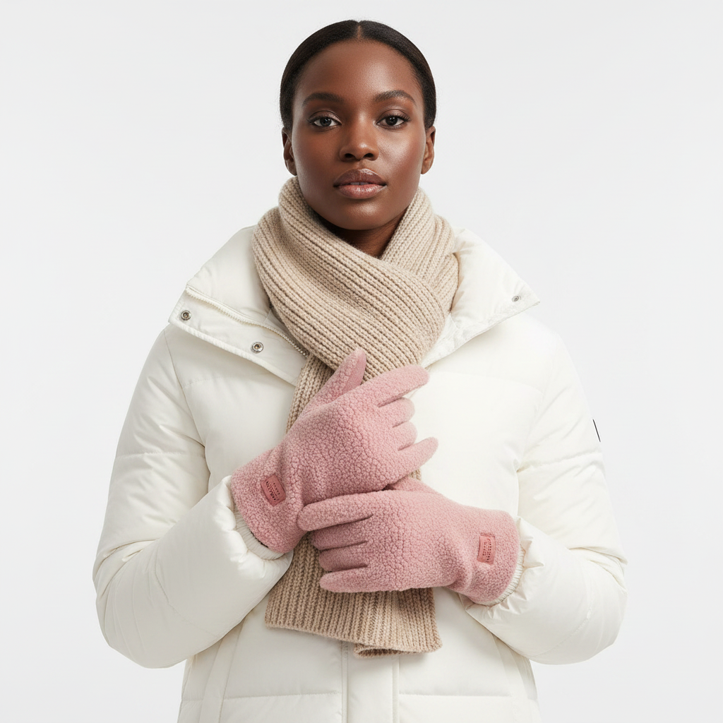 Pink Sherpa Gloves Lifestyle Front