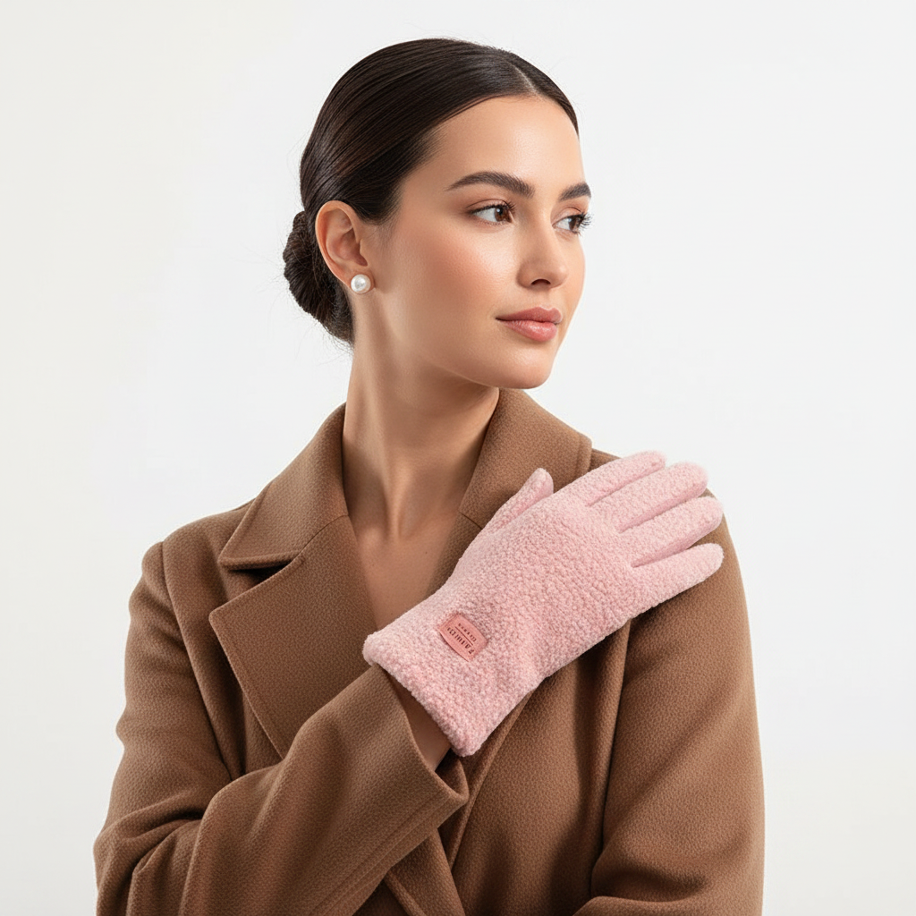 Pink Sherpa Gloves Lifestyle Side