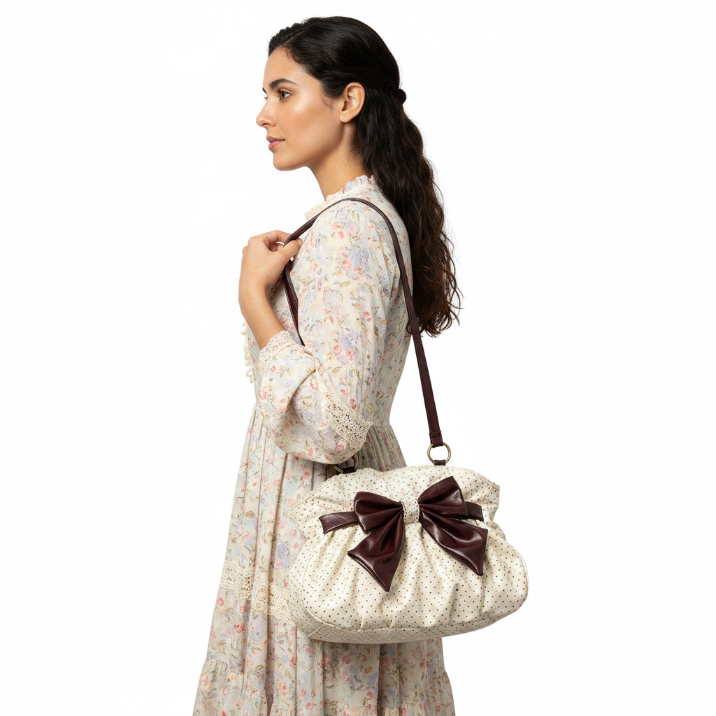 Polka Dot Bow Bag Side Lifestyle