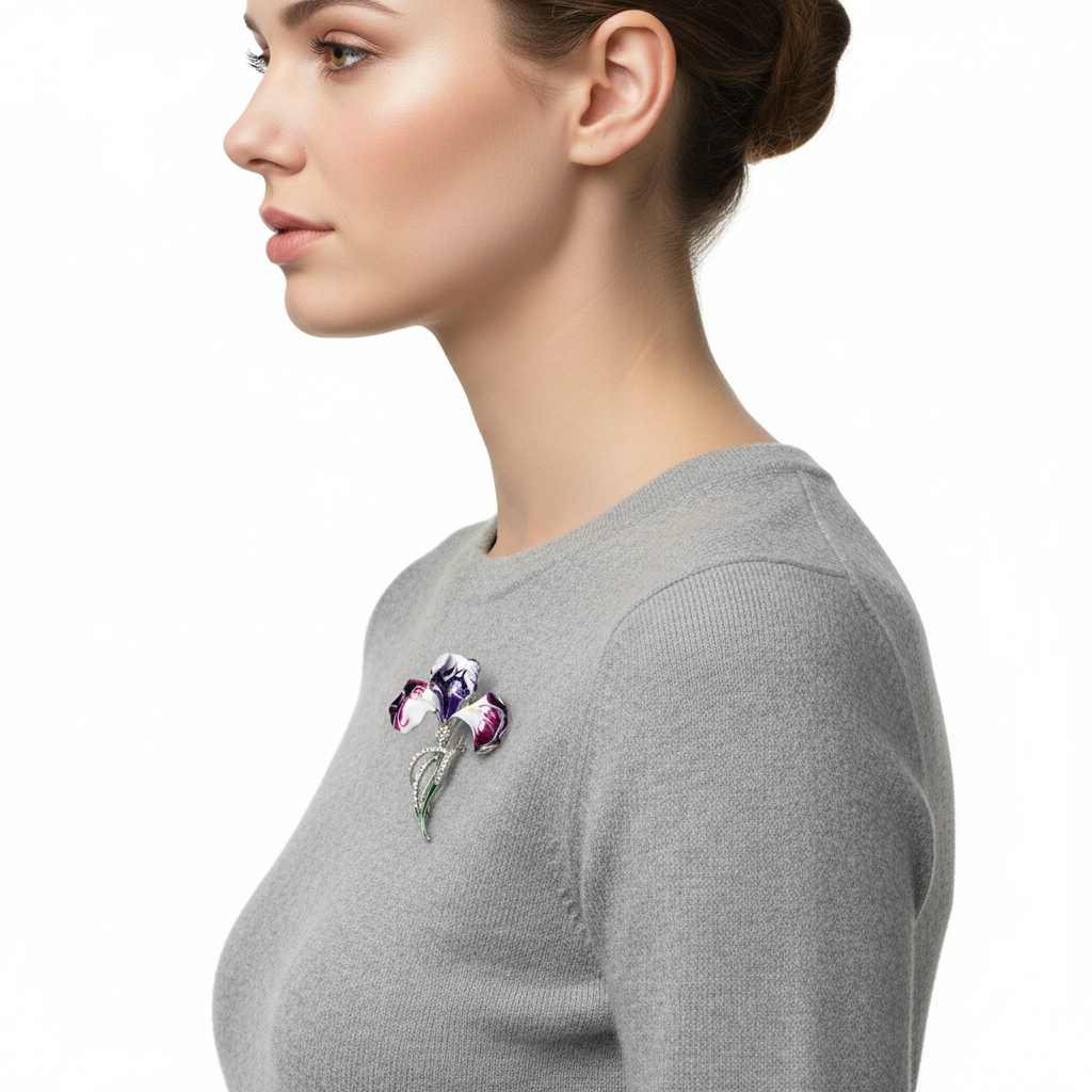 Purple Iris Brooch – Side