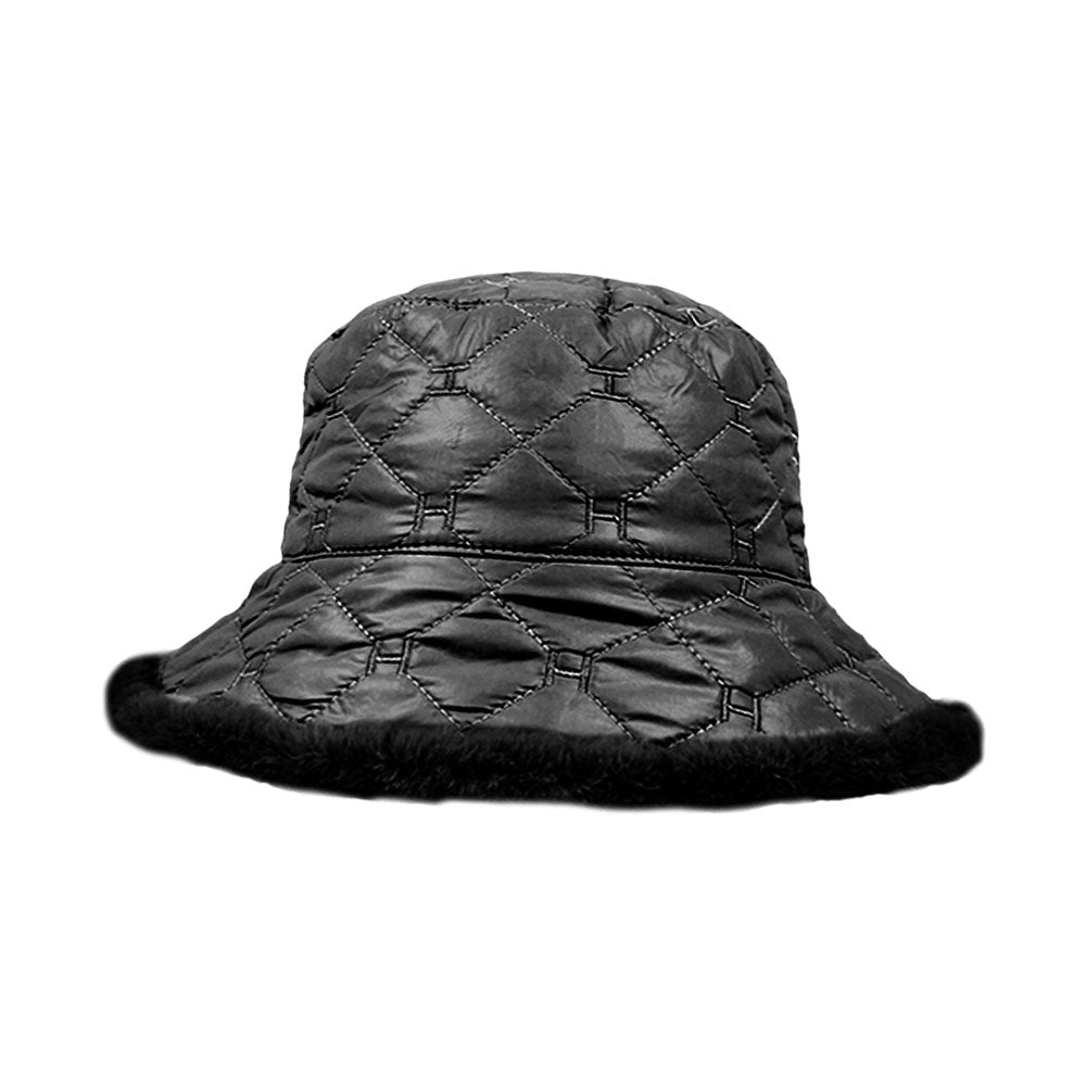 Quilted Faux Fur Bucket Hat - Hautefull