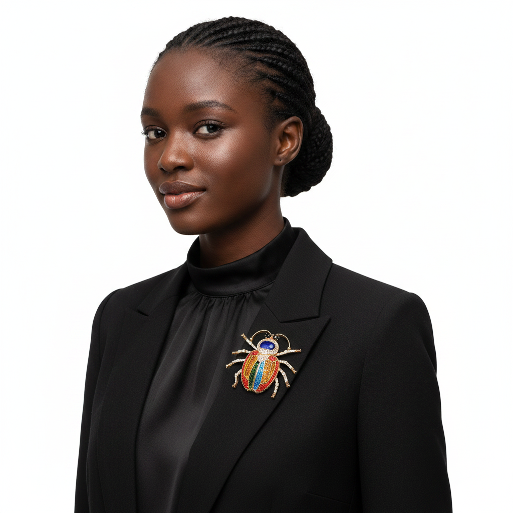 Rainbow Beetle Brooch Lifestyle Front