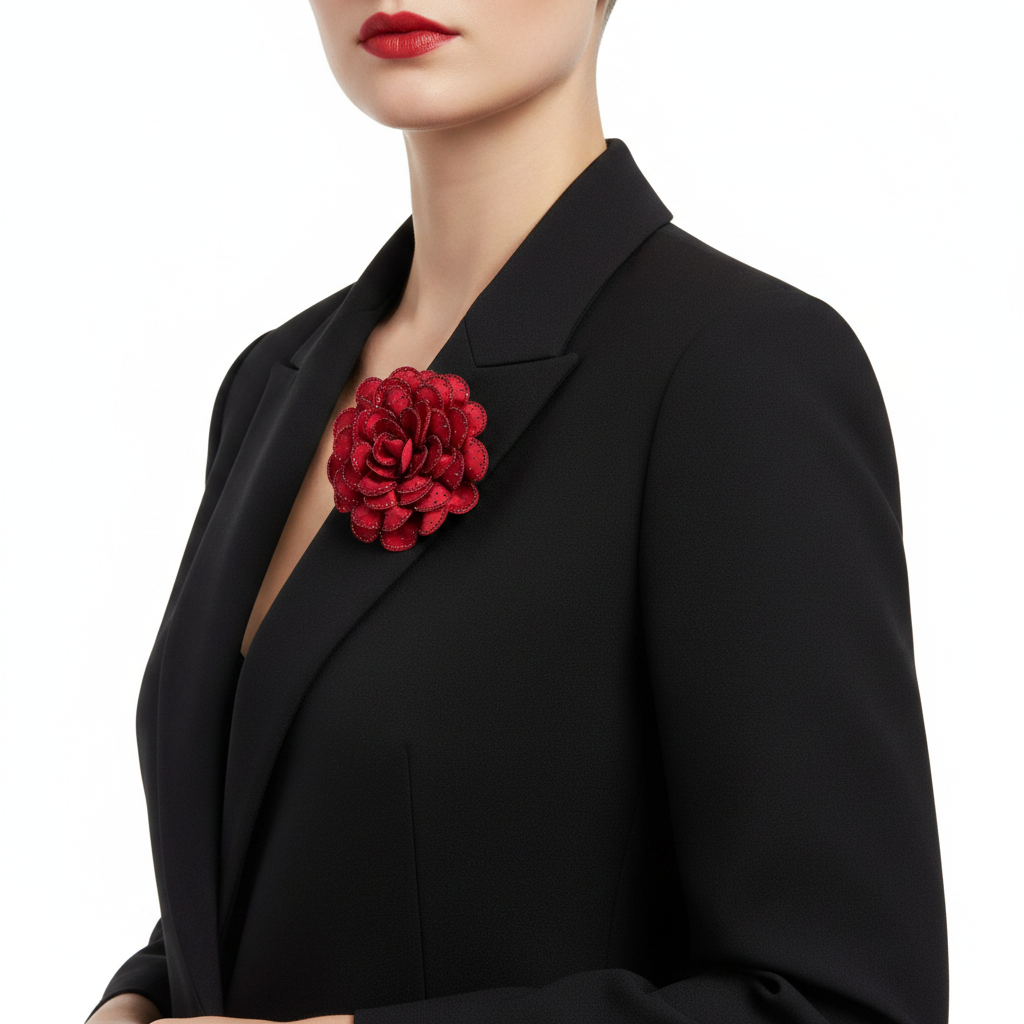 Red Camellia – Blazer Lapel