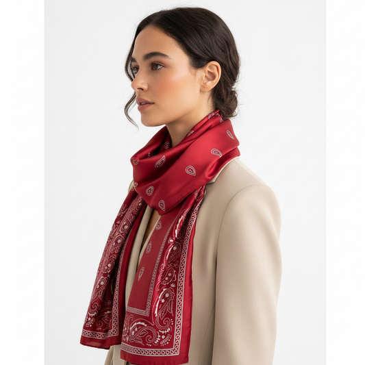 Red Paisley Scarf Realistic Side