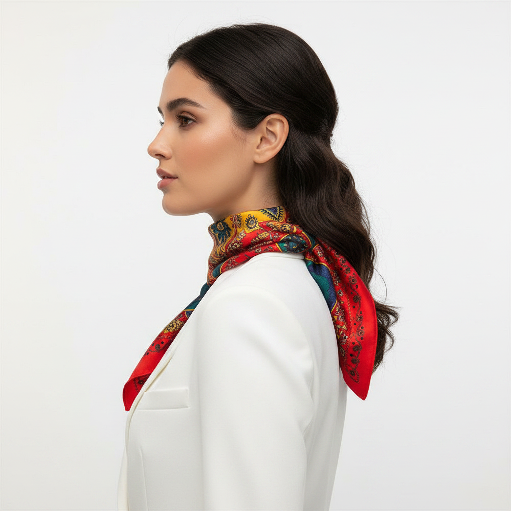 Red Paisley Scarf – Side Lifestyle