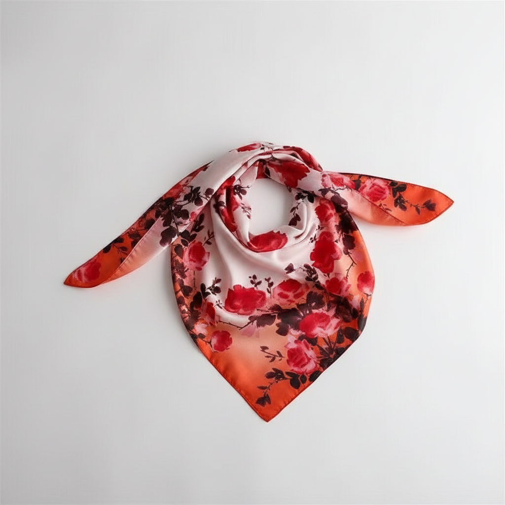 Red scarf angled shot