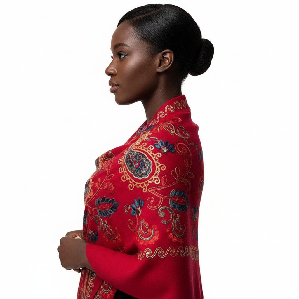 Red shawl side lifestyle