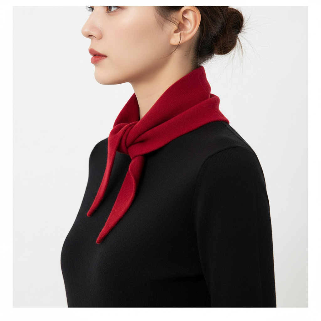 Red Small Triangle Neck Scarf Side