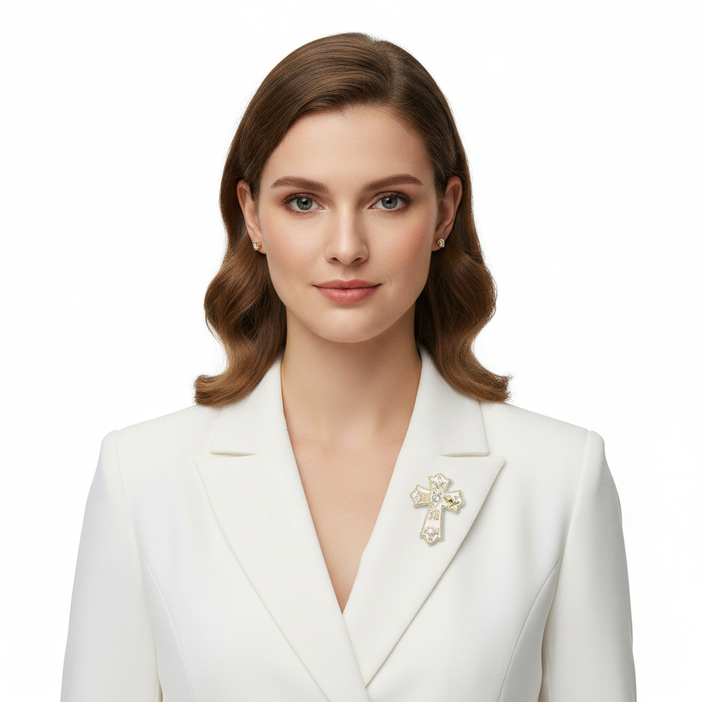 Religious Cross Brooch - Front Lapel