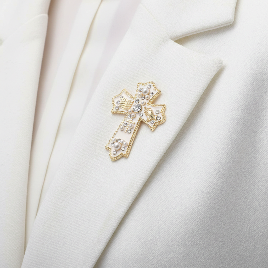 Religious Cross Brooch - Side Lapel