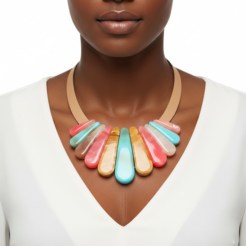Resin Teardrop Necklace – Front Lifestyle