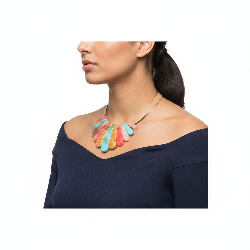 Resin Teardrop Necklace – Side Lifestyle