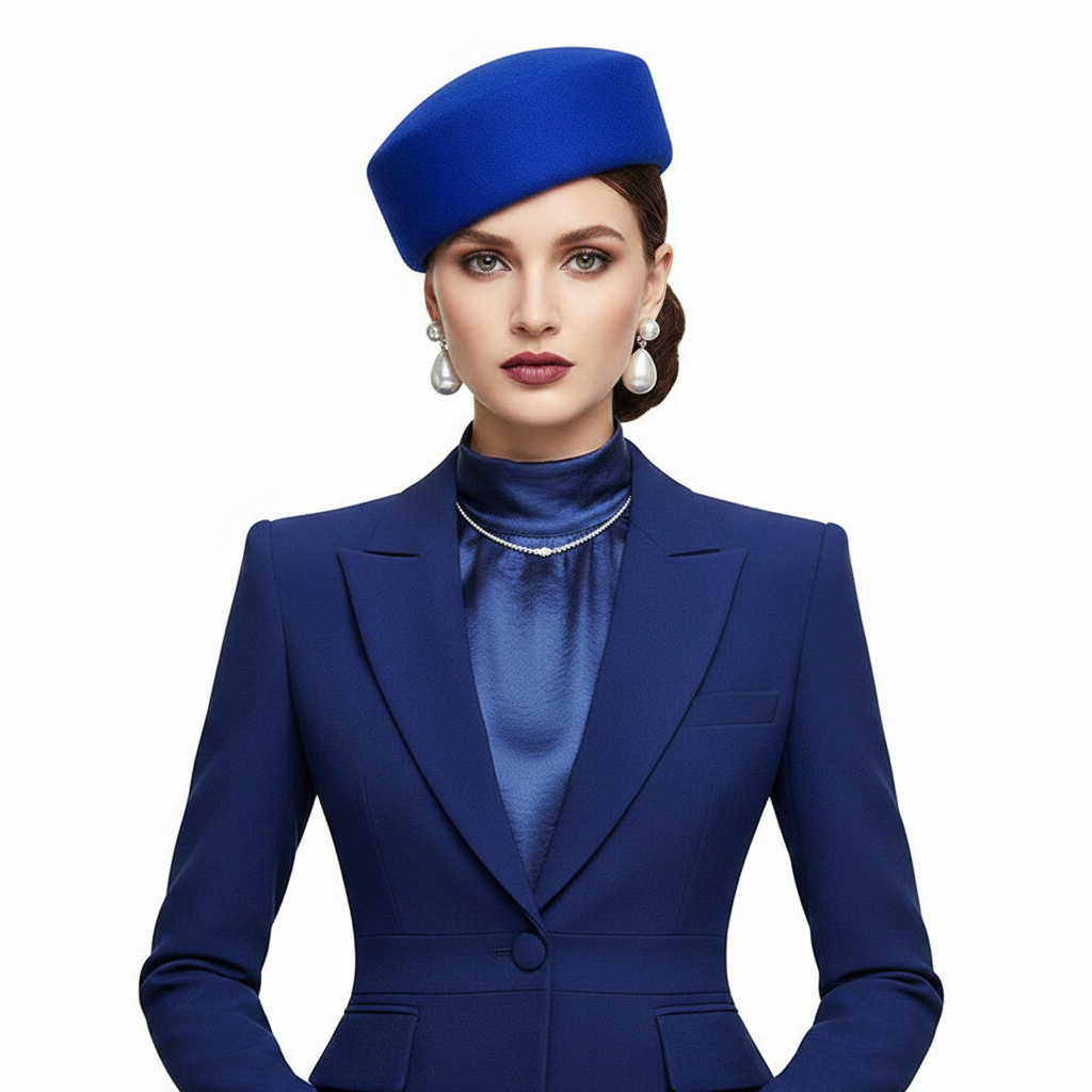 Royal Blue Pillbox Hat – Front