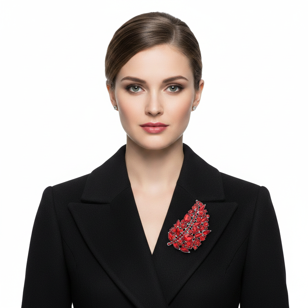 Ruby Red Brooch - Front