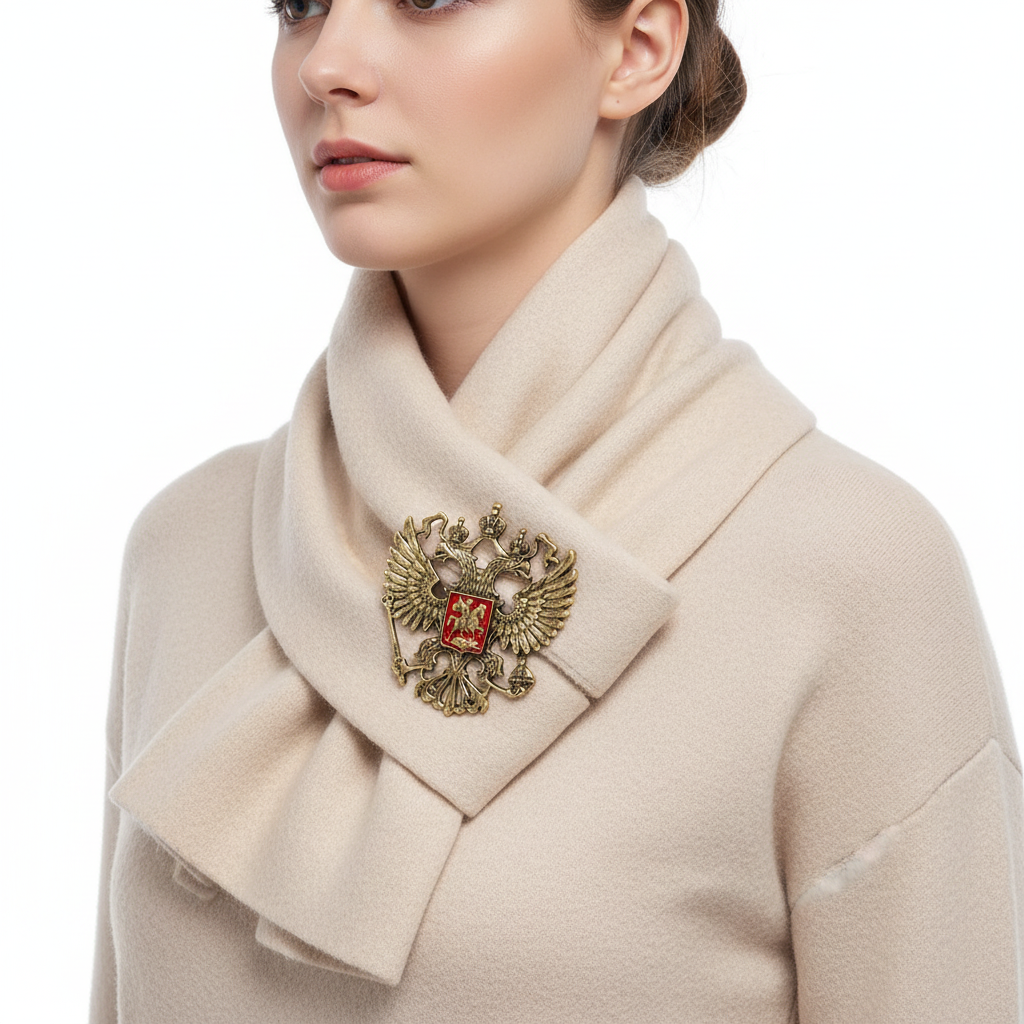 Russian Imperial Eagle Brooch - Scarf Styling