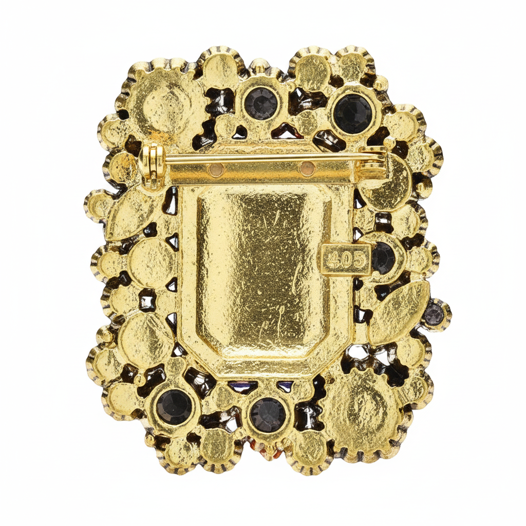 Sapphire Blue Brooch Back