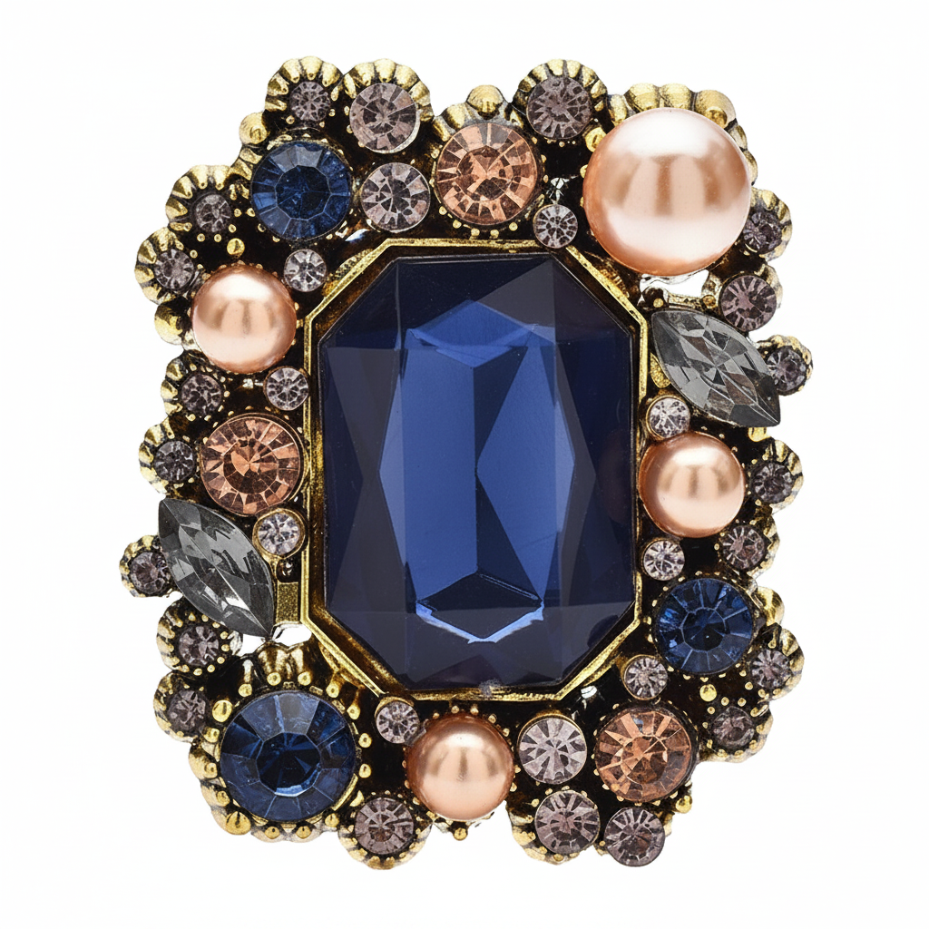 Sapphire Blue Brooch Front