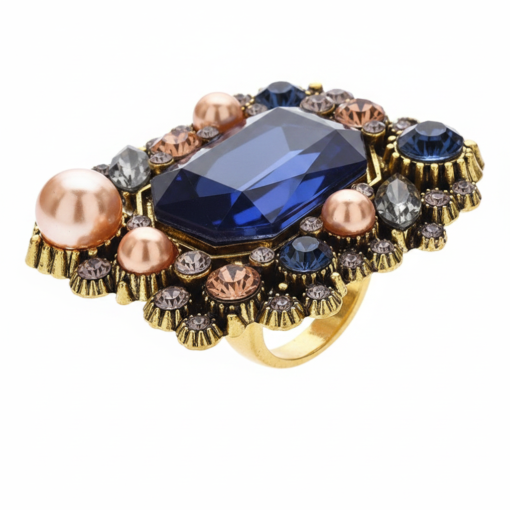 Sapphire Blue Brooch Side
