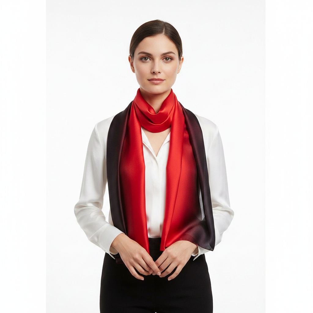 Scarf tied at neck