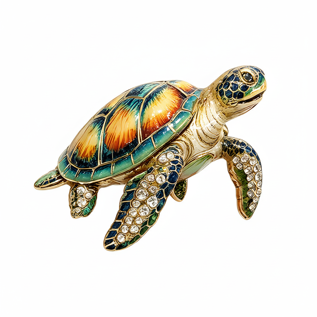 Sea Turtle Brooch – Ocean Scene